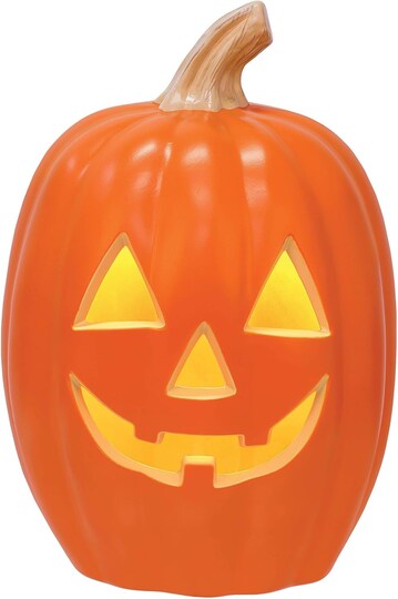 Citrus; 12 Inch Light Up Pumpkin Decoration, LED Illuminated Plastic Pumpkin for Halloween Party, Fall Home Decor, Indoor Display and Seasonal Decorations; Category:Pumpkin Decor; Image:1
